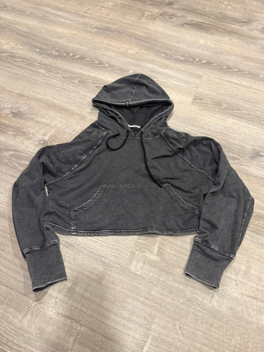 Elodie Washed Charcoal Cropped Hoodie